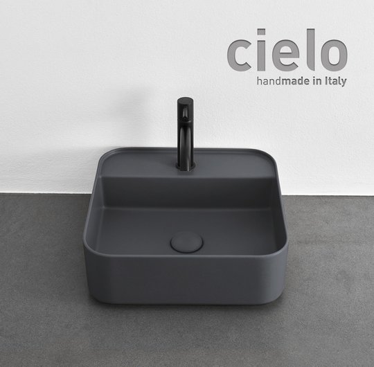 Керамическая раковина 44 см Cielo Shui Comfort, темно-серый (SHCOLAQF-CM) На столешницу, На тумбу, Подвесные Квадратные