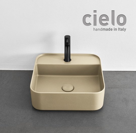 Керамическая раковина 44 см Cielo Shui Comfort, бежевый (SHCOLAQF-LN) На столешницу, На тумбу, Подвесные Квадратные