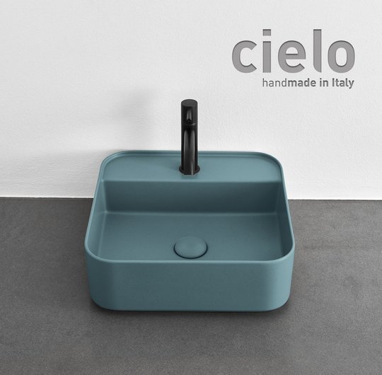 Керамическая раковина 44 см Cielo Shui Comfort, бирюзовый (SHCOLAQF-PL) На столешницу, На тумбу, Подвесные Квадратные