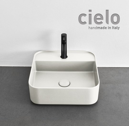 Керамическая раковина 44 см Cielo Shui Comfort, молочный (SHCOLAQF-TL) На столешницу, На тумбу, Подвесные Квадратные