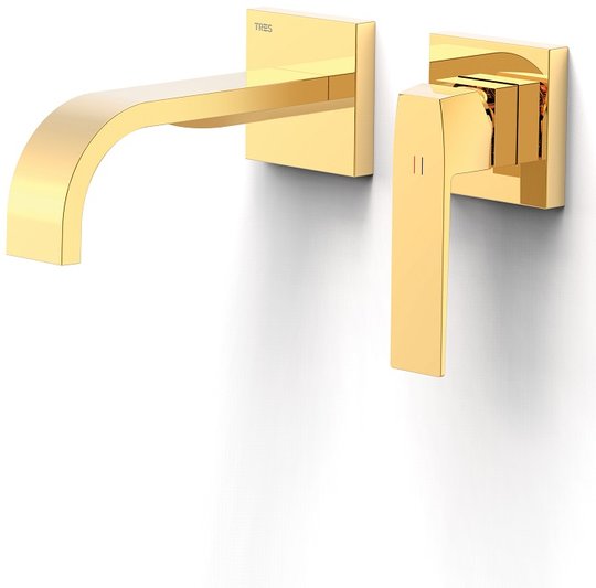 Настенный смеситель для раковины Tres Slim Exclusive SLIM-TRES, золото (20230003OR) Для раковины Золото