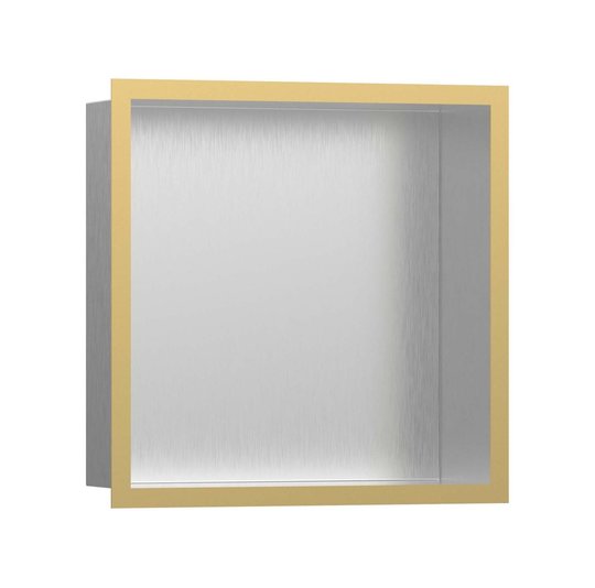 Настенная ниша с дизайнерской рамкой Hansgrohe XtraStoris Individual, полированное золото (56097990) Скрытые ниши Hansgrohe