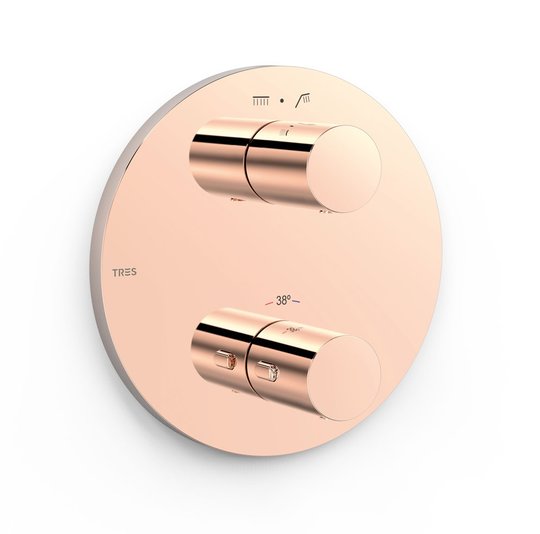 Термостатический смеситель на 2 потребителя Tres Therm-Box, розовое золото (26225001OP) Для ванны, Для душа Розовое золото