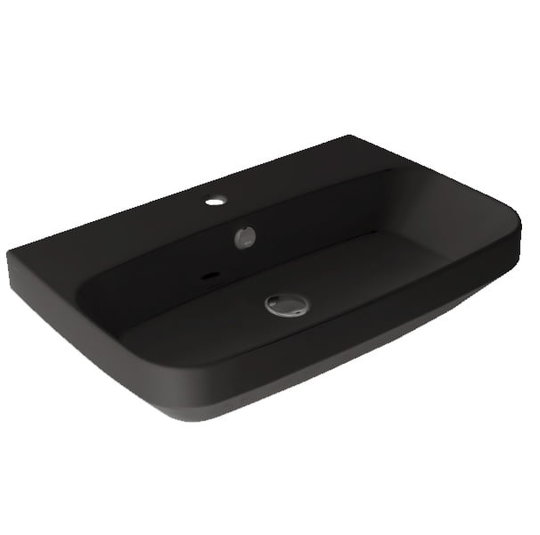 Керамическая раковина 80 см Simas Baden Baden, matte black (BB 12) На столешницу, На тумбу, Подвесные Прямоугольные