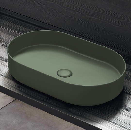 Раковина накладная 60 см Cielo Shui Comfort, зеленый (SHCOLAO60-AG) На столешницу, На тумбу Овальные