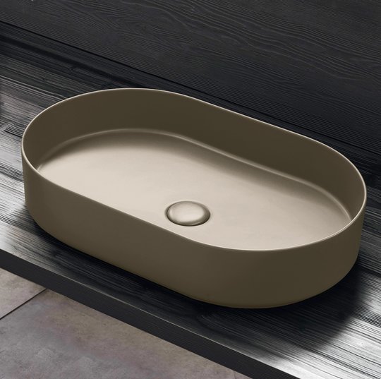 Раковина накладная 60 см Cielo Shui Comfort, бежевый (SHCOLAO60-AV) На столешницу, На тумбу Овальные