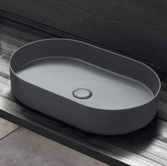 Раковина накладная 60 см Cielo Shui Comfort, темно-серый (SHCOLAO60-CM) На столешницу, На тумбу Овальные