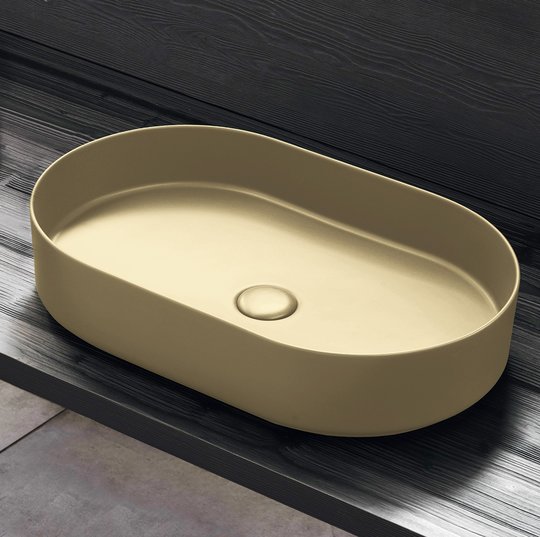 Раковина накладная 60 см Cielo Shui Comfort, песочный (SHCOLAO60-CN) На столешницу, На тумбу Овальные