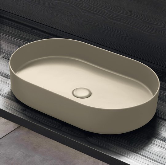 Раковина накладная 60 см Cielo Shui Comfort, бежевый (SHCOLAO60-LN) На столешницу, На тумбу Овальные