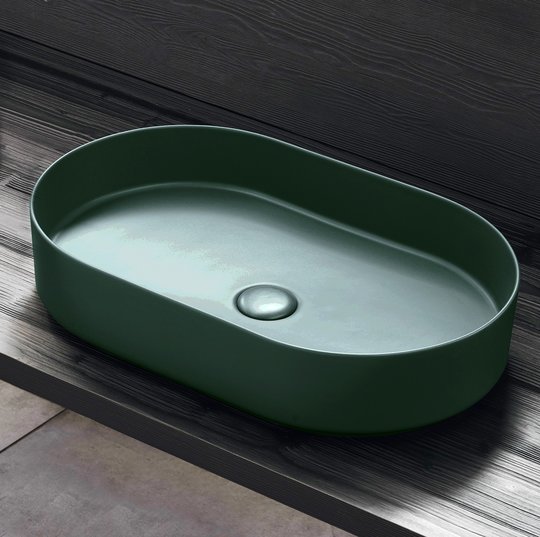 Раковина накладная 60 см Cielo Shui Comfort, темно-зеленый (SHCOLAO60-MU) На столешницу, На тумбу Овальные
