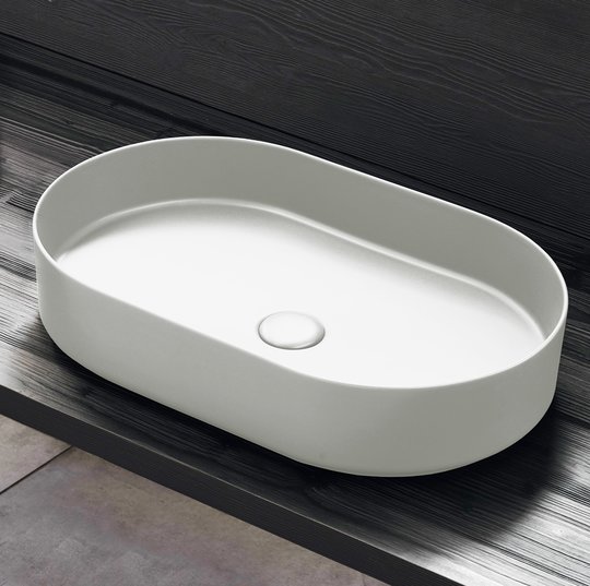 Раковина накладная 60 см Cielo Shui Comfort, молочный (SHCOLAO60-TL) На столешницу, На тумбу Овальные