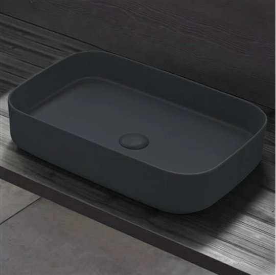 Раковина накладная 60 см Cielo Shui Comfort, темно-серый (SHCOLAR60-CM) На столешницу, На тумбу Прямоугольные