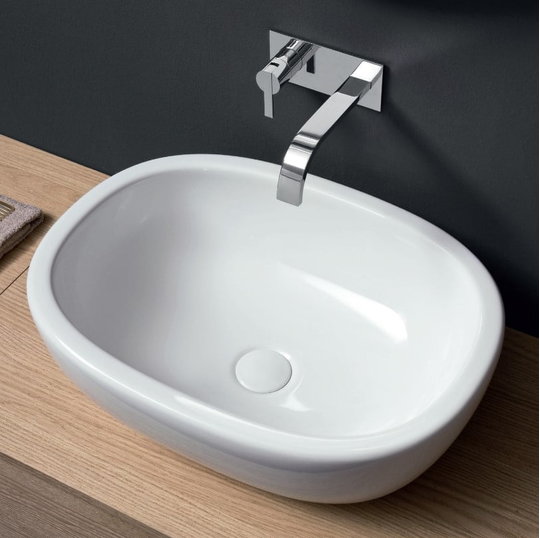 Раковина накладная 54 см NIC Design Milk, белый глянцевый (001 310.001) На столешницу Овальные