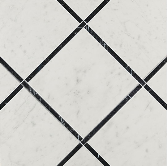 Декор Fap Roma Diamond Incroci Carrara Nero Reale Inserto Ret 60*60 (fNK4) FAP Ceramiche Для кухни, Для общественных помещений, Для жилых помещений, Для ванной