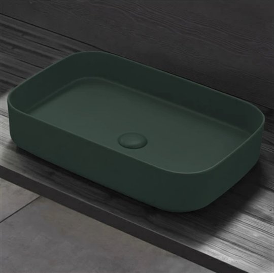 Раковина накладна 60 см Cielo Shui Comfort, темно-зелений (SHCOLAR60-MU) На стільницю, На тумбу 