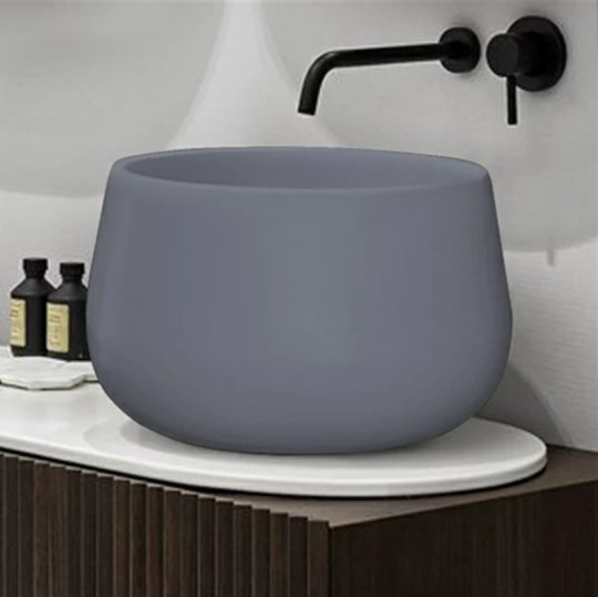 Раковина накладная 45 см Cielo Le Bacinelle Tina, серый (BATA-BR) На столешницу, На тумбу Круглые
