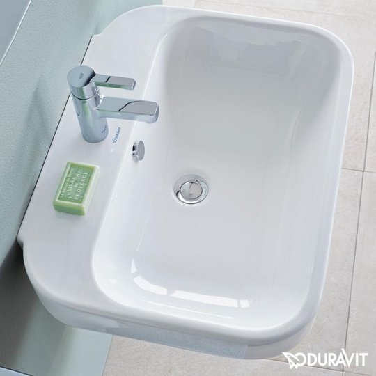 Керамическая раковина 60 см Duravit Happy D.2 (2316600000) На полупьедестал, На пьедестал, Подвесные Прямоугольные