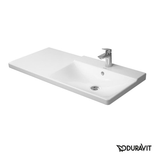 Керамическая раковина 105 см Duravit P3 Comforts (2334100000) На полупьедестал, На пьедестал, На столешницу, На тумбу, Подвесные Асимметричные, Прямоугольные