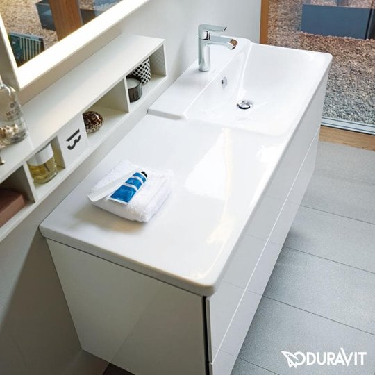 Керамическая раковина 125 см Duravit P3 Comforts (2334120000) На полупьедестал, На пьедестал, На столешницу, На тумбу, Подвесные Асимметричные, Прямоугольные