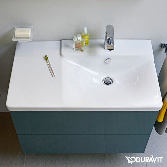 Керамическая раковина 85 см Duravit P3 Comforts (2334850000) На полупьедестал, На пьедестал, На столешницу, На тумбу, Подвесные Асимметричные, Прямоугольные