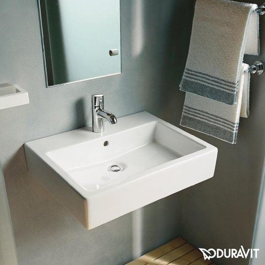 Керамическая раковина 60 см Duravit Vero, белая (0454600000) На консоль, На столешницу, На тумбу, Подвесные Прямоугольные