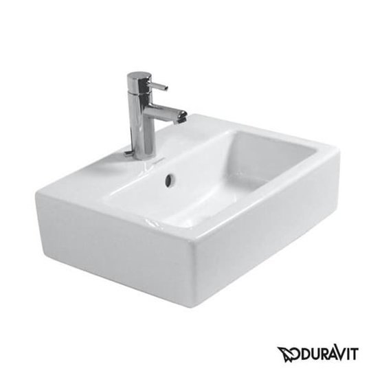 Керамическая раковина 45 см Duravit Vero, белая (0704450027) На столешницу, На тумбу Прямоугольные