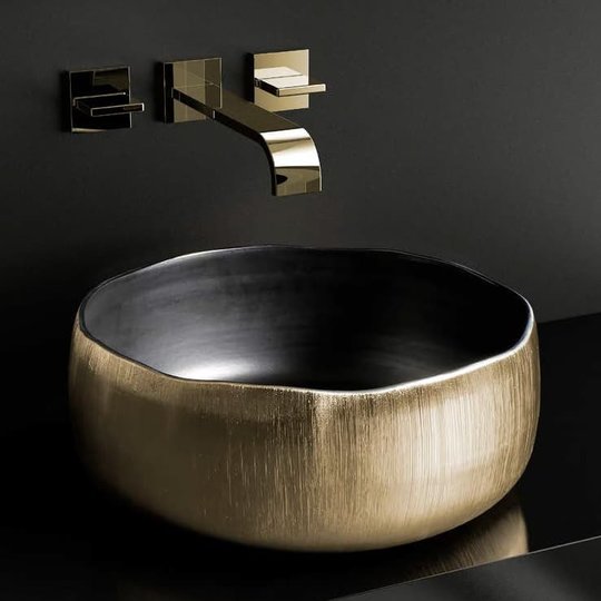 Керамічна раковина Glass Design Mode Lux, gunmetal / gold (MODE40GMGD) На стільницю 