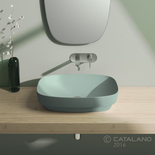 Керамическая раковина 60 см Catalano Green Lux, зеленая (160AGRLXVS) На столешницу, На тумбу, Полувстраиваемые Прямоугольные
