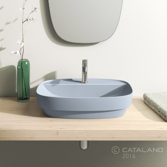 Керамическая раковина 60 см Catalano Green Lux, голубая (160GRLXAS) На столешницу, На тумбу, Полувстраиваемые Прямоугольные