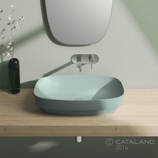 Керамическая раковина 65 см Catalano Green Lux, зеленая (165AGRLXVS) На столешницу, На тумбу, Полувстраиваемые Прямоугольные