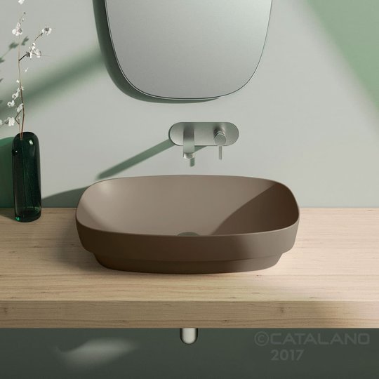 Керамическая раковина 65 см Catalano Green Lux, коричневая (165AGRLXMS) На столешницу, На тумбу, Полувстраиваемые Прямоугольные