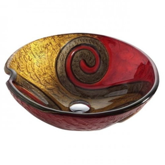 Стеклянная раковина Kraus Copper Snake (GV-620-17mm) На столешницу Круглые, Раковины-чаши