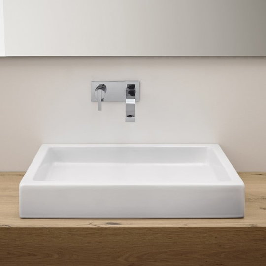 Раковина накладная 60 см NIC Design Canale, белый глянцевый (001 129.001) На столешницу, На тумбу Прямоугольные