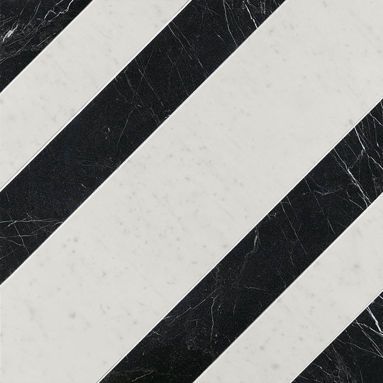 Декор Fap Roma Diamond Righe Carrara Nero Reale Inserto Ret 60 * 60 (fNK6) FAP Ceramiche Для кухні, Для громадських приміщень, Для житлових приміщень, Для ванної