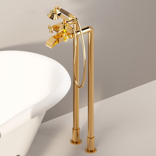 Смеситель для ванны напольный с ручным душем Flaminia Evergreen (EG700oro) Для ванны Золото