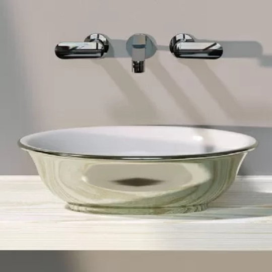 Керамічна раковина 56 см Flaminia Boll 56 METAL, white / platinum (BL56L) На стільницю, На тумбу 