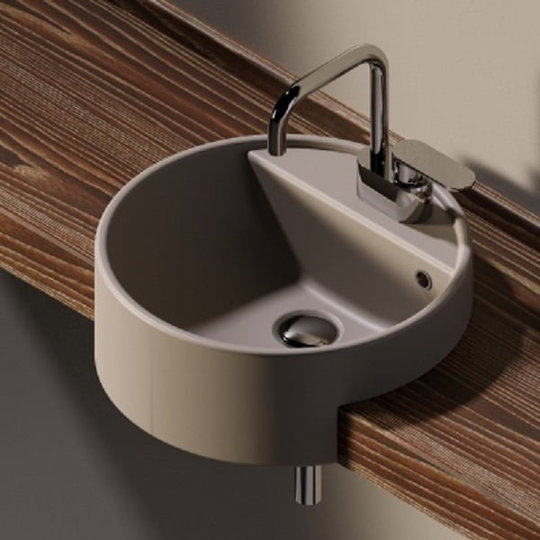 Керамическая раковина 42 см Flaminia Twin Set 42, argilla (5054/42) На столешницу, Полувстраиваемые Круглые