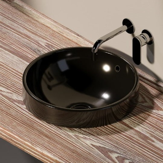 Керамическая раковина 42 см Flaminia Twin Set 42, black (5055/42C) На столешницу, На тумбу Круглые