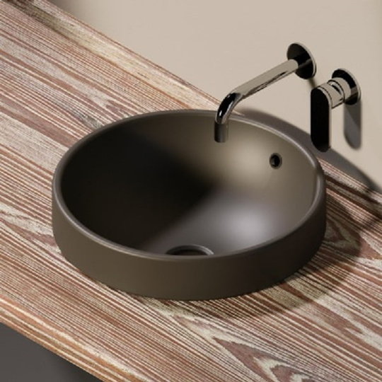 Керамическая раковина 42 см Flaminia Twin Set 42, graphite (5055/42C) На столешницу, На тумбу Круглые