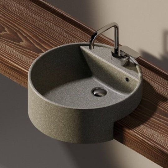 Керамическая раковина 52 см Flaminia Twin Set 52, lava grey (5054) На столешницу, Полувстраиваемые Круглые