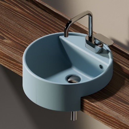 Керамическая раковина 42 см Flaminia Twin Set 42, nuvola (5054/42) На столешницу, Полувстраиваемые Круглые