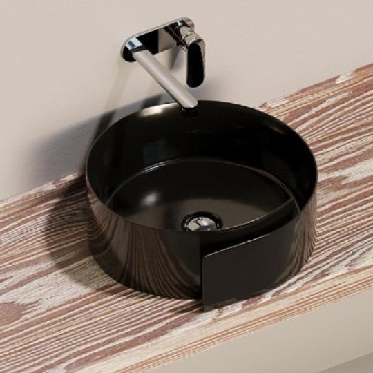 Керамическая раковина 44 см Flaminia Roll 44, black (RL44L) На столешницу, На тумбу Круглые