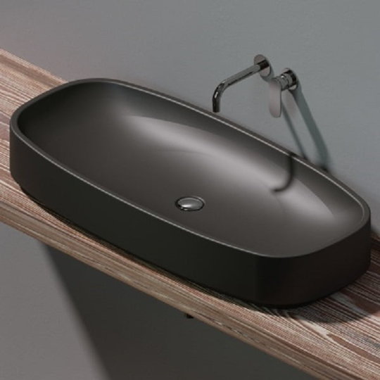 Керамическая раковина 110 см Flaminia Step 110, graphite (SE412) На столешницу, На тумбу Овальные