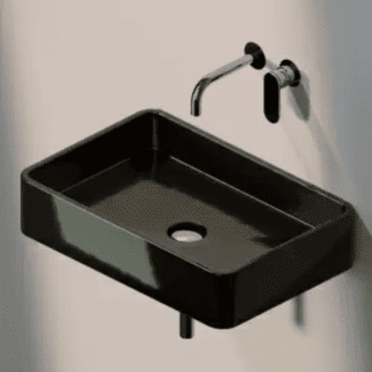 Керамическая раковина 60 см Flaminia Miniwash 60, black (MWS + MWL60) Подвесные Прямоугольные