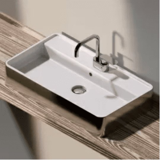 Керамическая раковина 75 см Flaminia Miniwash 75, white / platinum (MW75PR) На столешницу, На тумбу Прямоугольные