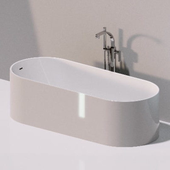 Ванна зі штучного каменю окремостояча Flaminia Oval Bicolor 170х70 см, white-grey (OV170) Flaminia Овальні