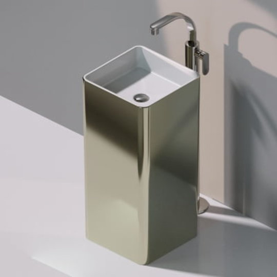 Напольная керамическая раковина Flaminia Monowash 40, white/platinum (MW40C) Напольные Квадратные