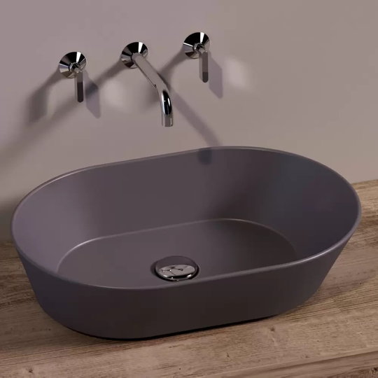 Керамічна раковина 60 см Simas WAVE, matte antracite (WA 02) На стільницю, На тумбу 