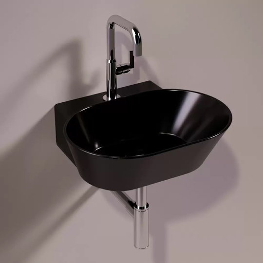 Керамічна раковина 48 см Simas WAVE, glossy black (WA 06) На стільницю, На тумбу, Підвісні 