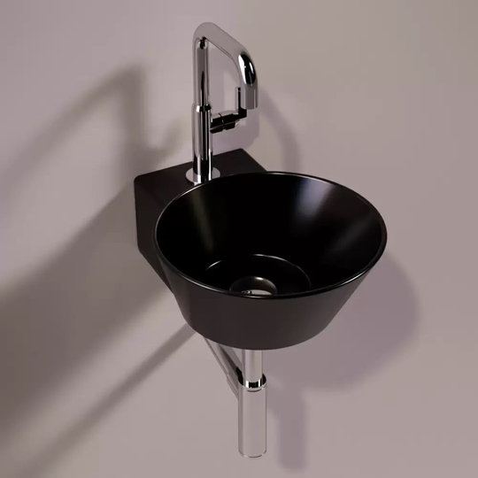 Керамическая раковина 33 см Simas WAVE, glossy black (WA 05) На столешницу, На тумбу, Подвесные Круглые